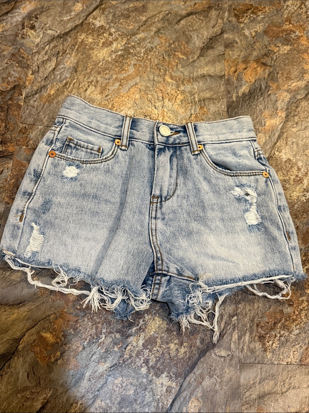 Girls size 7 Light Wash Distressed Denim Shorts